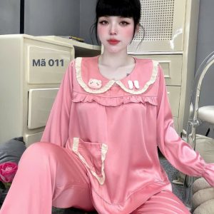 Đồ ngủ tiểu thư voan hồng sen Mã 011