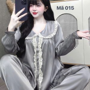 Đồ ngủ cổ vuông xám chuột Mã 013