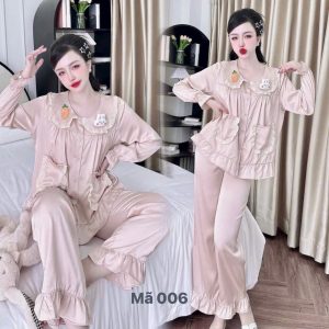 Đồ ngủ tiểu thư voan hồng Mã 006