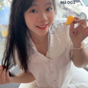 Đồ ngủ tiêu thư cổ voan phối viền đen Mã 003